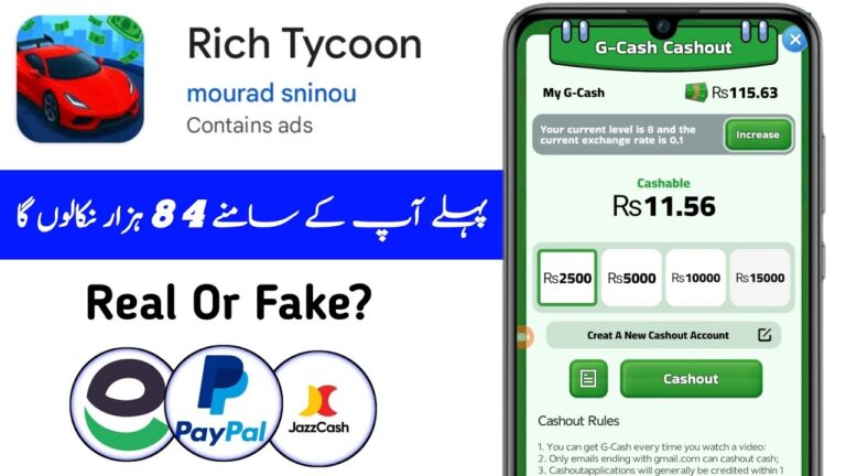 Free Earning Game “RichTycoon” App – High Affiliate Marketing Program, Withdrawal via Easypaisa & JazzCash
